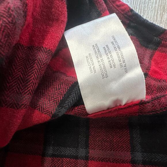 Eddie Bauer Red Black Buffalo Plaid Mens L Cotton Button Up Flannel Button Shirt - Picture 5 of 10